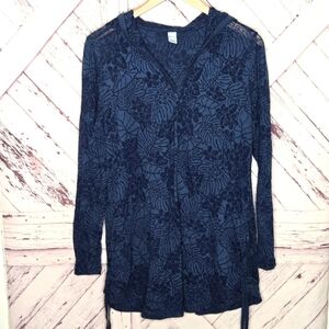 Toppy Floral Navy Blue Hooded Shirt